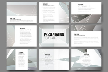 Set of 9 templates for presentation slides. Minimalistic