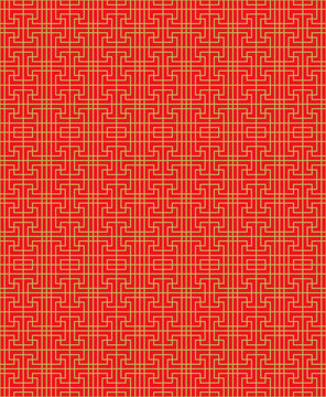 Seamless Chinese window tracery lattice square geometry line pattern.
