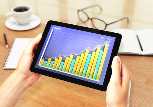 illustration Financial graph on digital tablet