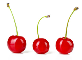 Fresh cherries isolated on white