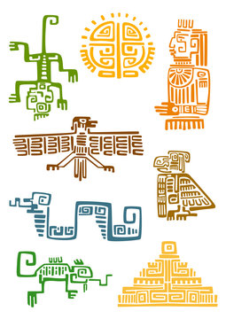 Aztec and maya ornamental symbols