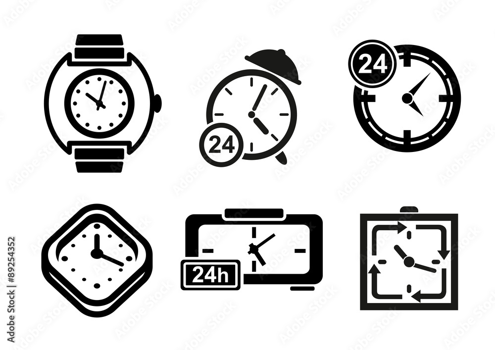 Poster Clock and timer icons set