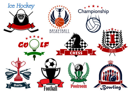 Sport and leisure icons or symbols