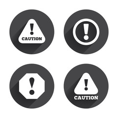Attention caution signs. Hazard warning icons.