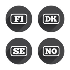 Language icons. FI, DK, SE and NO translation.