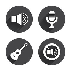 Musical elements icon. Microphone, Sound speaker