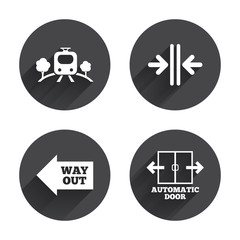 Train railway icon. Automatic door symbol.