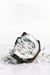 Coconut shavings in coconut isolated white