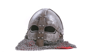 Viking helmet on a white background