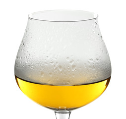 Glass of wine on grey background