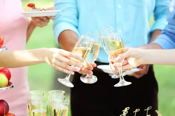 Küchenrückwand glas motiv Guests drink champagne on wedding ceremony © Africa Studio