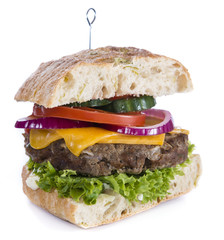 Ciabatta Burger isolated on white