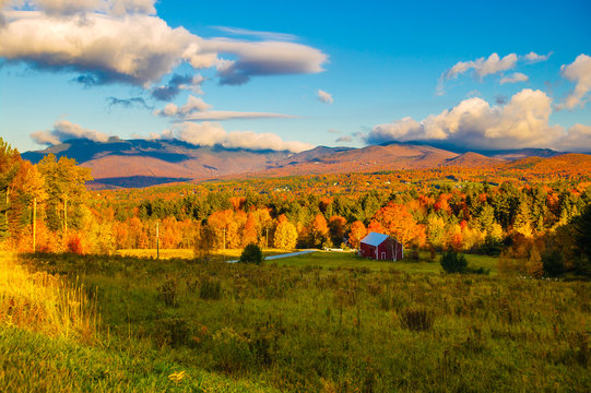 Fall foliage on Mt. Mansfield in Stowe, Vermont, USA
