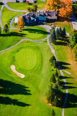 Aerial view of a golf course in Stowe, Vermont