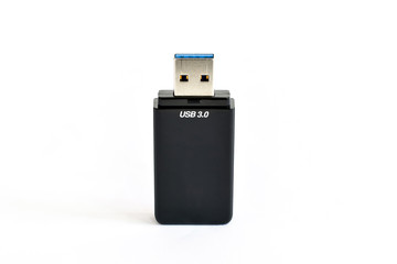 USB Card Reader On White Background