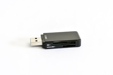 USB Card Reader On White Background