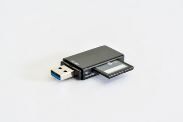 USB Card Reader On White Background