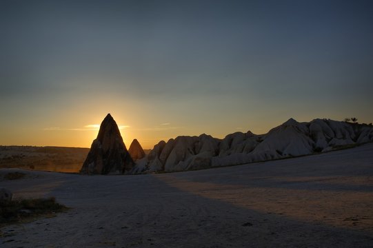 Zelve Valley Stone Formation in sundet Cappadocia   Turkey