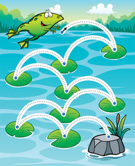 Vector Illustration of Education Frog jump - Line dot