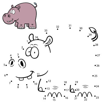 Vector Illustration of Education Numbers game Hippo