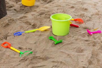 kid's toys for playing sand bucket and shovel in playground