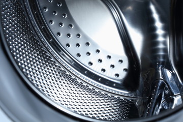 closeup image of washing machine, abstract metallic texture