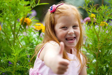 Close up, portrait of little red headed girl