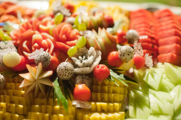 Assorted fruits,  set for wedding dinner party