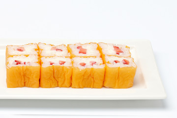 Many pieces of sushi i