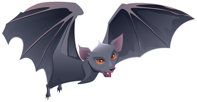 Bat with red eyes and sharp teeth
