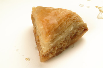 baklava sweet made with honey and pistachio nuts