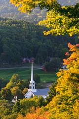 Stowe Community Church in the early fall