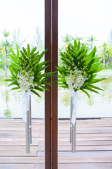 Floral arrangement at a wedding ceremony