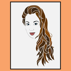 The girl's face with long hair