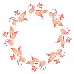 Fototapeta premium Abstract watercolor branch 2. Floral pattern. Round vector frame 4