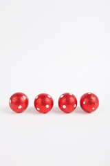 Equipment for decorating Christmas trees on white paper backgrou