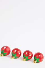Equipment for decorating Christmas trees on white paper backgrou
