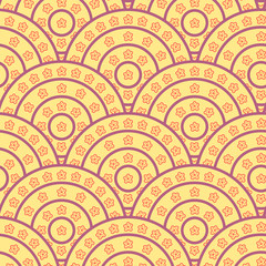 Circle With Flower Shape Vector Seamless Pattern. You can find f