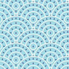 Circle With Water Drop Shape Vector Seamless Pattern. You can fi
