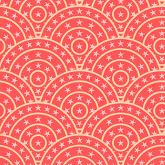 Circle With Star Shape Vector Seamless Pattern. You can find ful