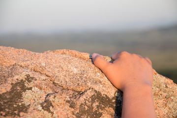 Rock climbing, close-up finger