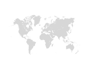 Vector illustration of detailed gray world map