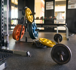 Barbell with different sizes and weights for weight lift trainin