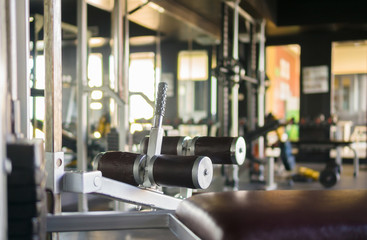 Fototapeta na wymiar Weight lifting trainer in modern gym