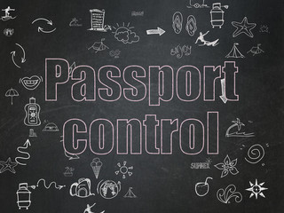 Fototapeta na wymiar Travel concept: Passport Control on School Board background