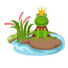 the frog king on a white background,vector