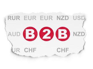 Business concept: B2b on Torn Paper background