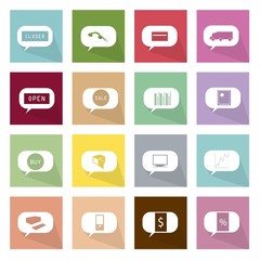 Collection of 16 Thought Bubbles Icons of Online Shopping