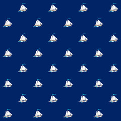 Seamless Pattern with Sailing Vessel