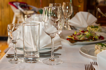 Table set for an event party or wedding reception